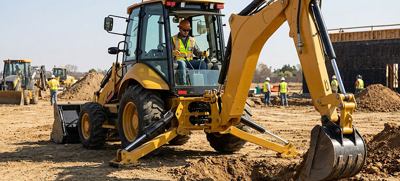 Rétrocaveuse (backhoe) avec opérateur