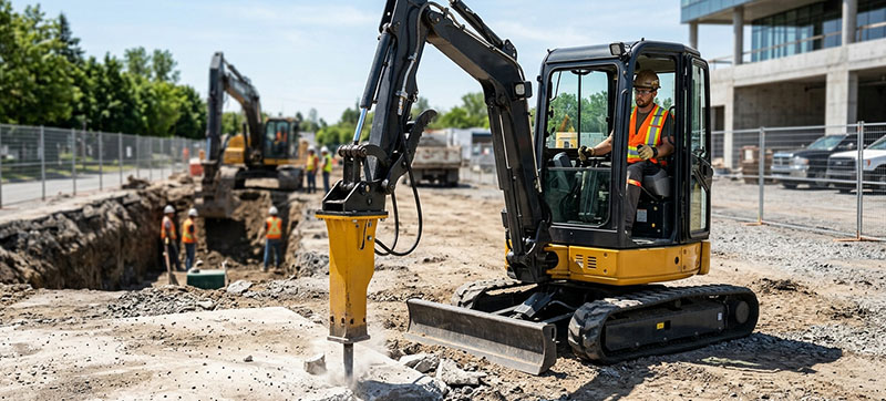Mini-excavatrice avec marteau et opérateur (3,5 t)