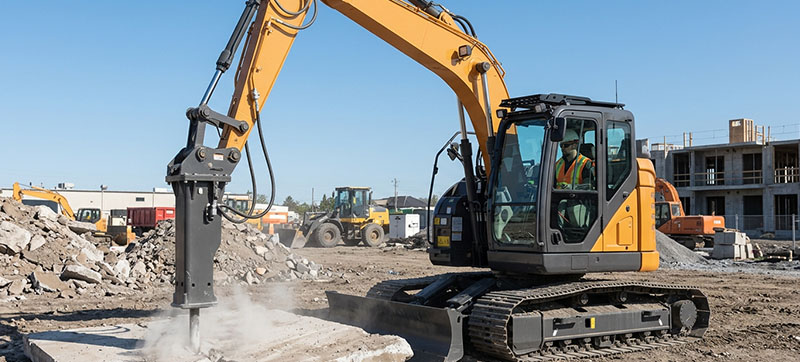 Excavatrice 15 t avec marteau et opérateur (Case CX-145)
